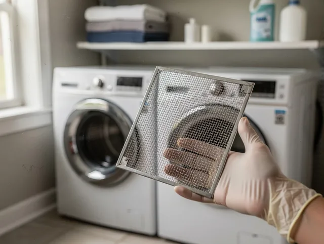 Cypress Dryer Vent Cleaning specialist performing detailed lint trap cleaning service in Cypress